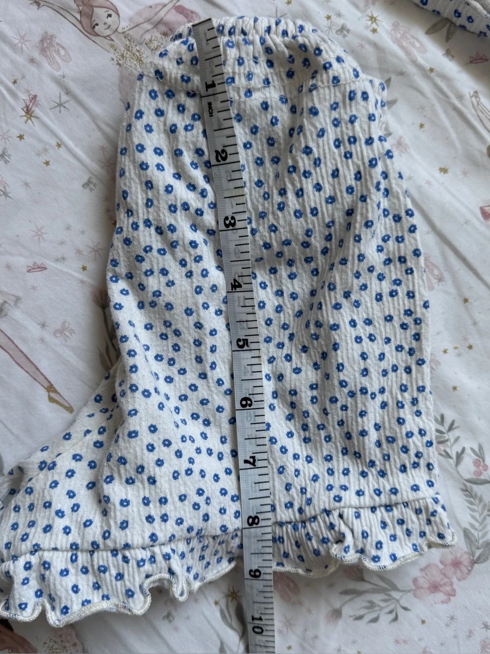 Zara Girls Blue Ditsy Floral Ruffle Crop Top & Shorts Set | 2–4Y